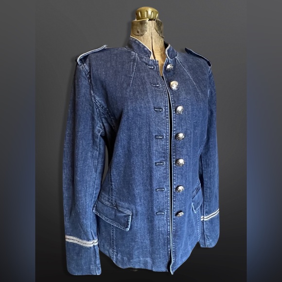 ⚡️LAUREN By RALPH LAUREN⚡️ Bluestar Military Denim Jean Jacket - Picture 3 of 12